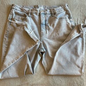 Old Navy High Rise O.G. Straight Light Wash Raw Hem Ankle Jeans Size 16